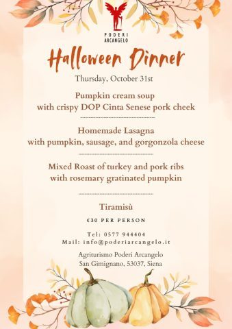 Tuscan halloween dinner menu English